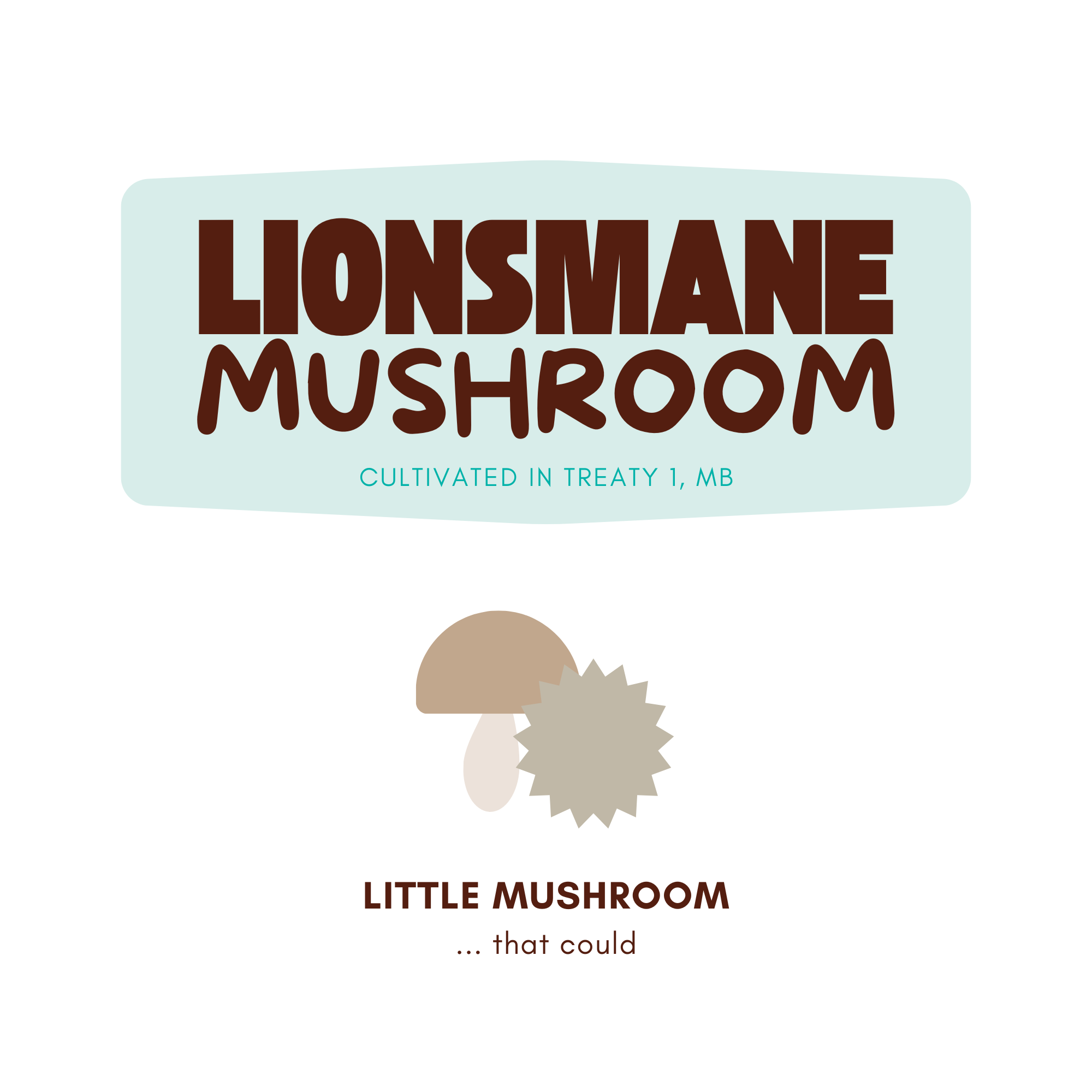 Lion's Mane Mushroom label — cultivated in Treaty 1, MB